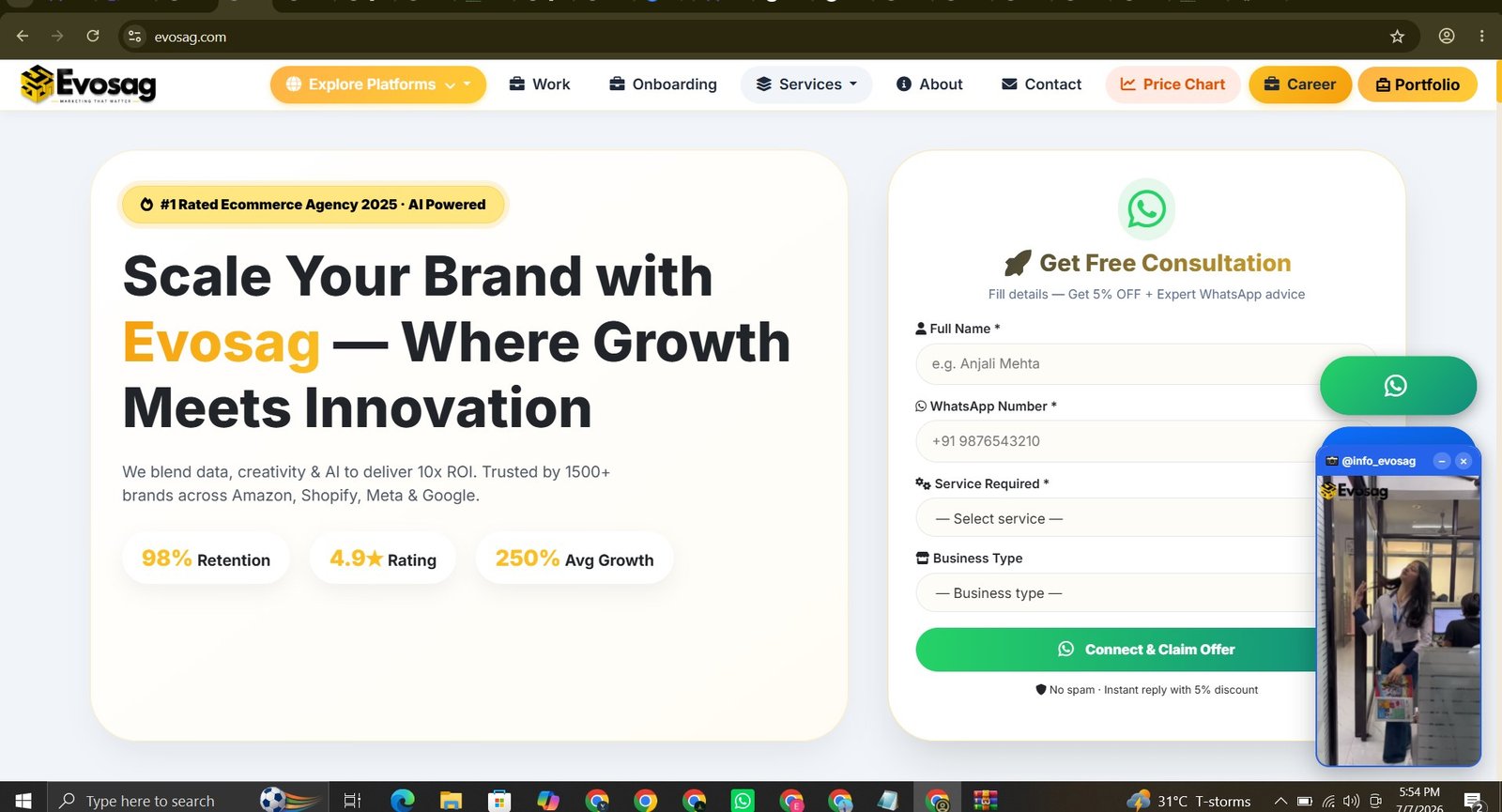 Evosag website project